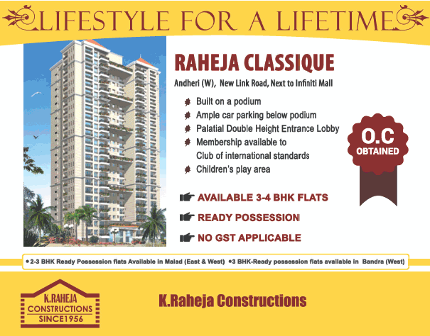 K Raheja Classique is ready for possession in Mumbai